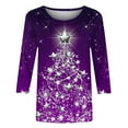 thumbnail image 4 of Tumotour Christmas Sweatshirt For Women Christmas 3/4 Sleeve Fall Tunic Blouse Tops Pullover SweatshirtWomen's Fashion Prints T-shirt 3/4 Sleeves Blouse Round Neck Casual, 4 of 5