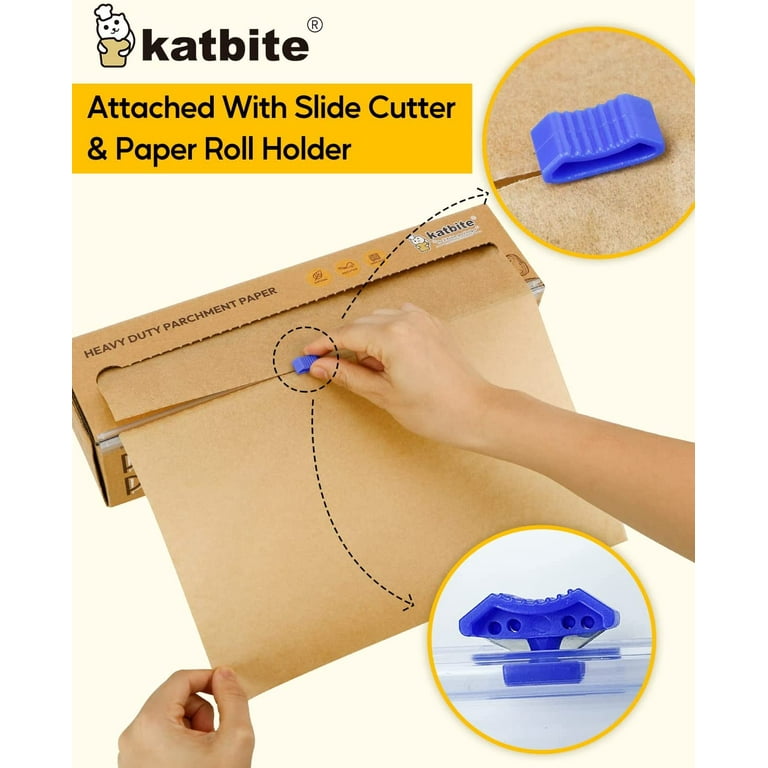 Katbtie Unbleached Parchment Paper Roll with Slide Cutterfor