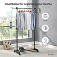 thumbnail image 6 of Adjustable Clothing Rack for Hanging Clothes, Heavy Duty Garment Rack with Wheels，Free Standing Rolling Clothes Rack with Shelf & Grid, Easy Assembly Standard Rod, Black & Chrome, 6 of 9