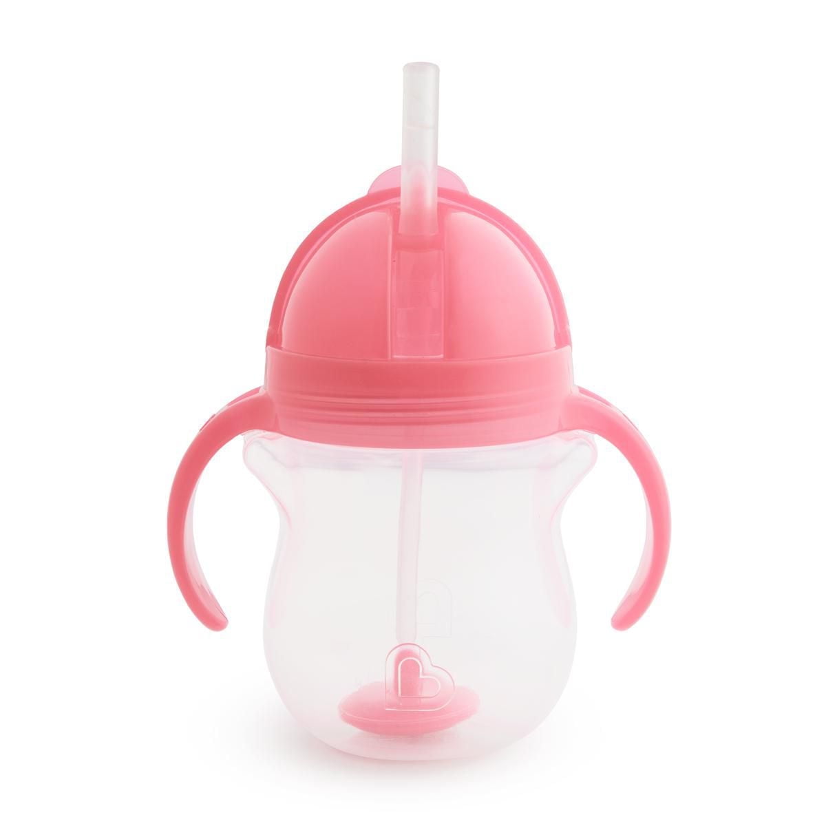 Munchkin Any Angle Click Lock Weighted Straw Trainer Cup 7oz Pink