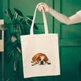 thumbnail image 4 of WIRESTER 14.17 x 12.2 inches Cotton Tote Bag Reusable Grocery Shopping Cloth Bags - English Bulldog Dog Lying Down Looking Up, 4 of 6