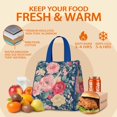 thumbnail image 5 of Pioneer Flower Floral Print Pattern Insulated Lunch Bag for Women & Adults,Large Portable Soft Cooler Lunch Bag,Thermal Food Storage Tote with Pearl Cotton,8.66L,8.75x5.75x9.5 Inch, 5 of 6