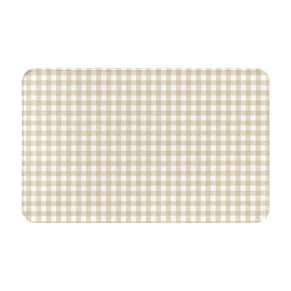 Bathroom Rugs Non Slip Washable - White Beige Twill Stripe Plaid Kitchen Mats for Floor, Area Rugs for Entryway Rugs Indoor, Laundry Bathroom Room Door Rug with Rubber Backing 20x31.5in
