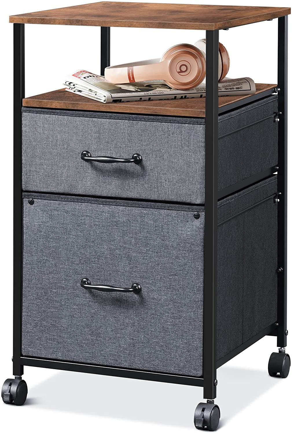 Mobile Rolling File Cabinet Storage Organizer Locking Home Office Sideboard 