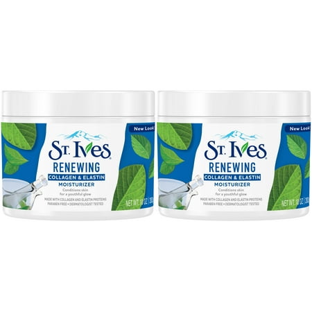 (2 Pack) St. Ives Collagen Elastin Facial Moisturizer for Dry Skin, 10 (Best Collagen Cream For Loose Skin After Weight Loss)