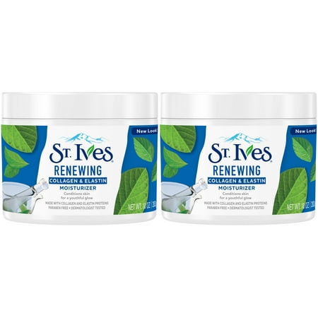 (2 Pack) St. Ives Collagen Elastin Facial Moisturizer for Dry Skin, 10 oz