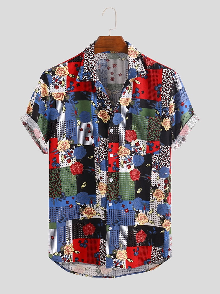 mens vintage printed casual pullover