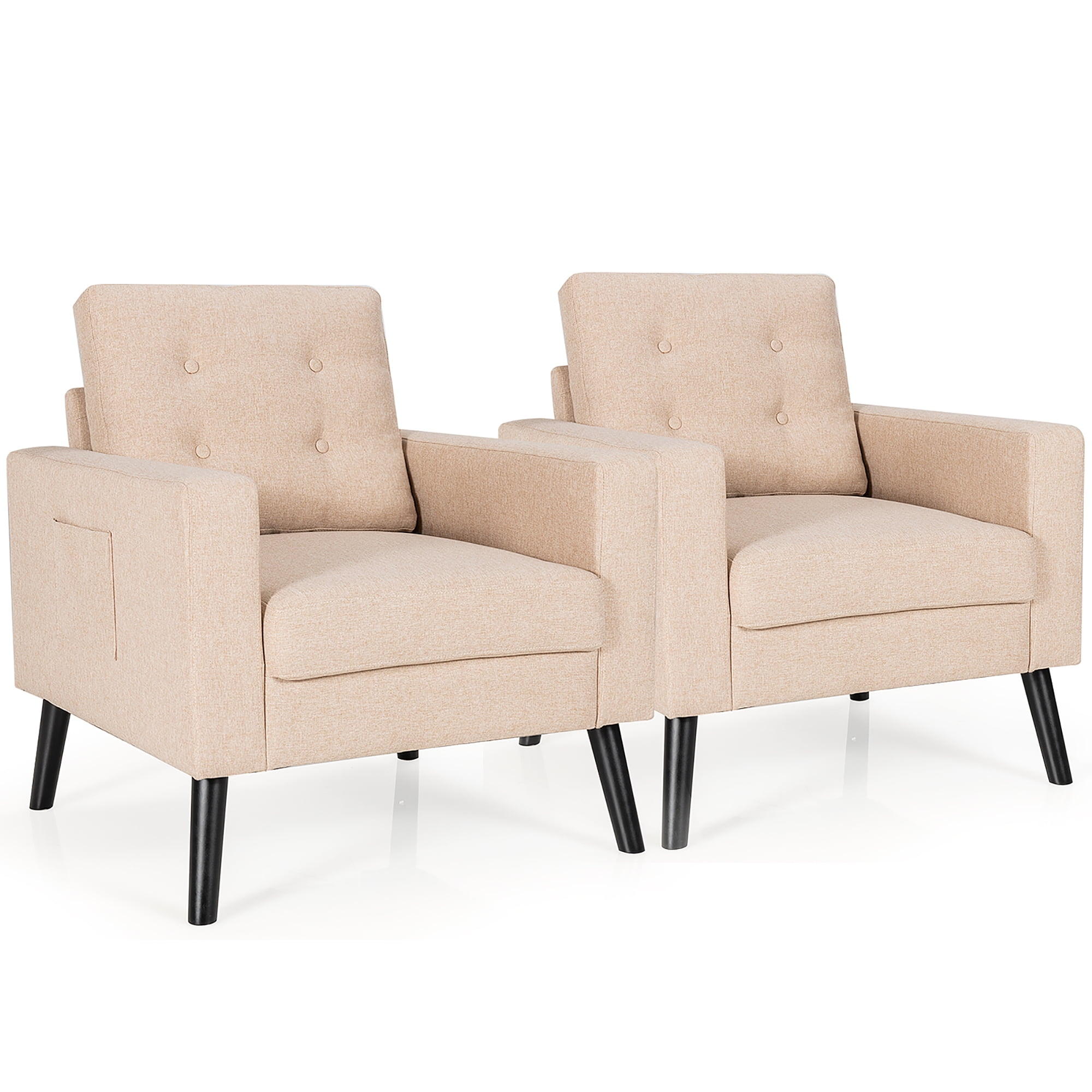 set of 2 beige accent chairs