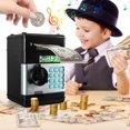 thumbnail image 4 of Hucha con contraseña, banco de dinero electrónico digital, mini cajero automático, juguetes para guardar monedas, regalos de cumpleaños para niños, negro, 4 of 5