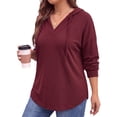 thumbnail image 3 of WellSize Womens Plus Size Hoodies Trendy Drawstring Sweatshirts for Women Casual V Neck Tops Fall Lightweight Pullover, 3 of 8
