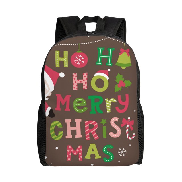 Disketp Ho Ho Ho Merry Christmas Mochila Unisex de Apertura Lateral Completa, Mochila para Laptop para Escuela, Trabajo y Viajes