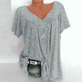 thumbnail image 1 of Women Plus Size Tops Short Sleeves V-Neck Print Blouse Pullover Tops Shirt Tops Blouses Tshirts, 1 of 4