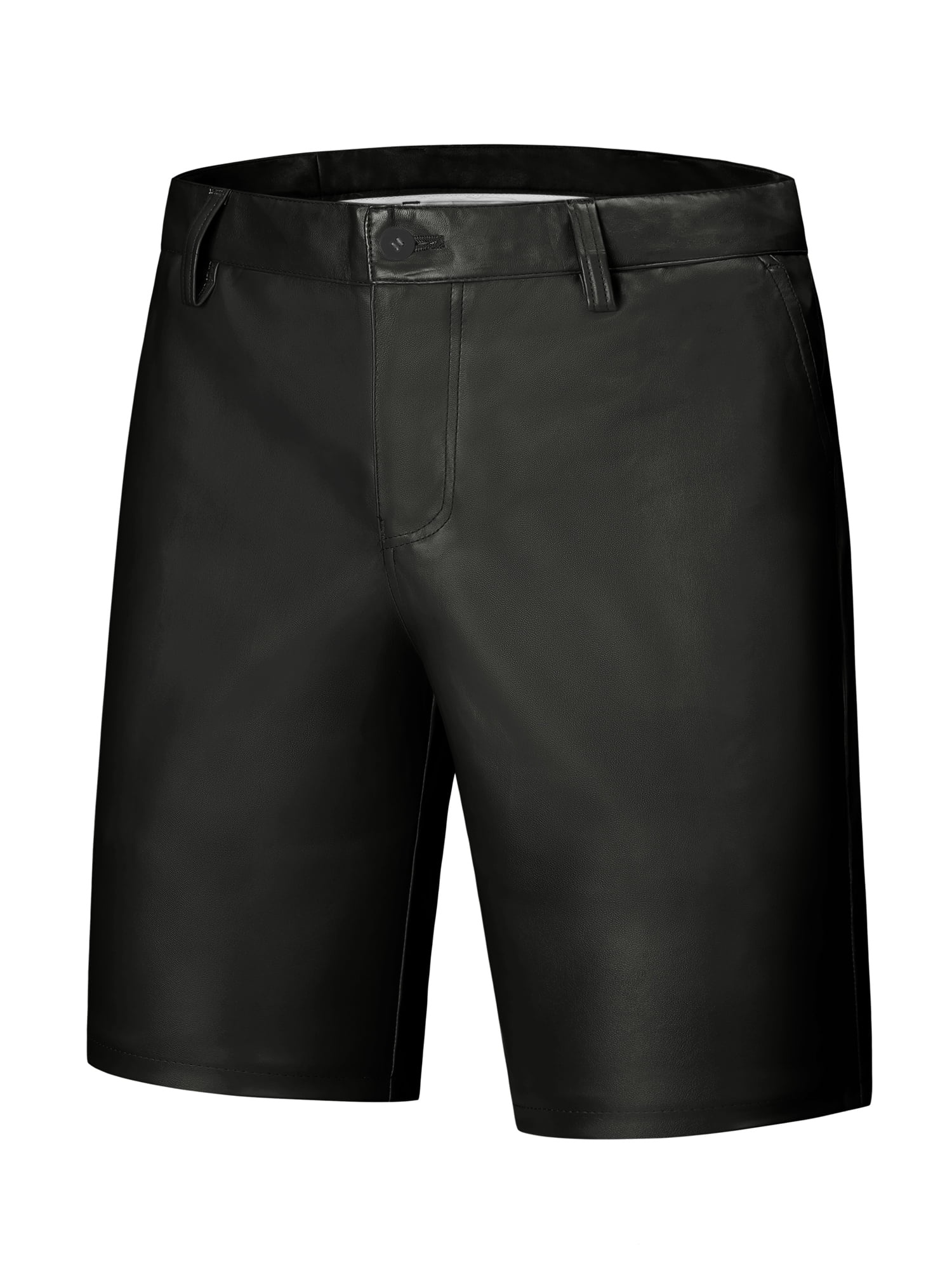 DARING DIVA Men's Faux Leather Shorts Hip Hop Motorcycle Biker Shorts 36 Black