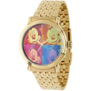 Mickey Mouse Men's Vintage Alloy Case Watch, Gold Bracelet