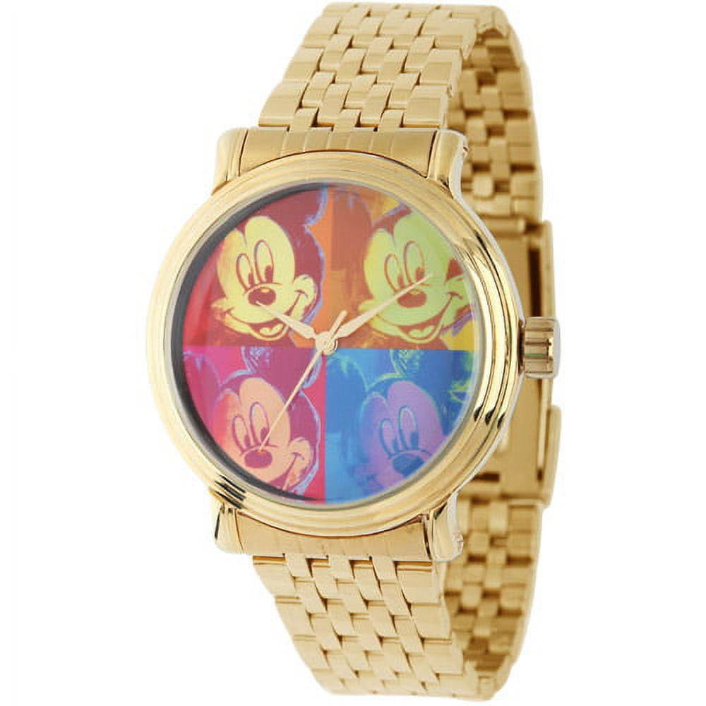 Mickey Mouse Men's Vintage Alloy Case Watch, Gold Bracelet