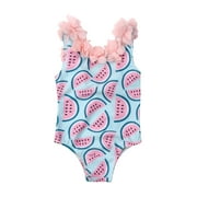 Angle View: Toddler Baby Girl Watermelon Swimsuit Swimwear Swimming Clothes Ruffle Beachwear