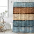 thumbnail image 6 of Polyester Fabric Farmhouse Blue Brown Shower Curtain, Vintage Wooden Striped Waterproof Bathtub Curtain Bathroom Decor Set with Hooks 54 x 78 Inches, 6 of 6