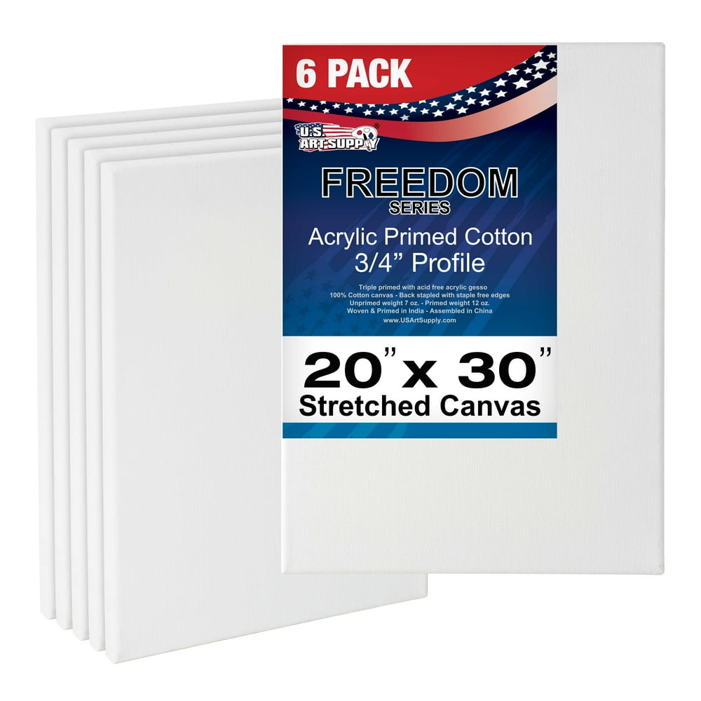 U.S. Art Supply 20 x 30 inch Stretched Canvas 12Ounce Primed 6Pack