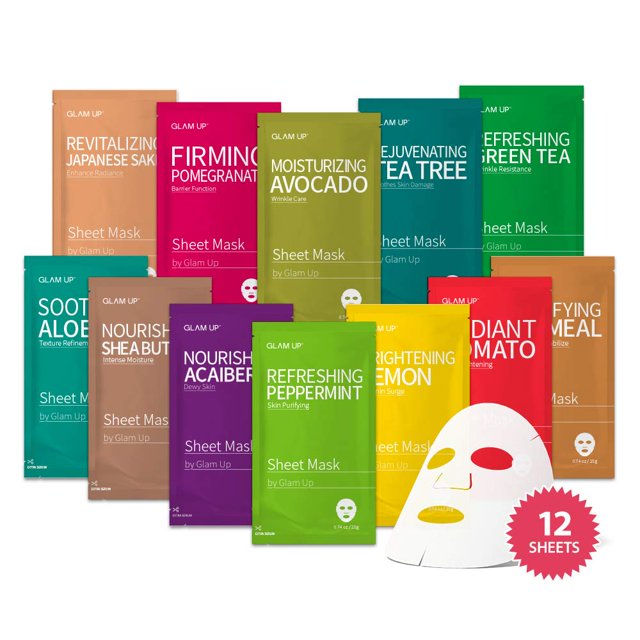 Mascarilla Facial GLAM UP Premium 12 Tipos Paquete Combinado 12