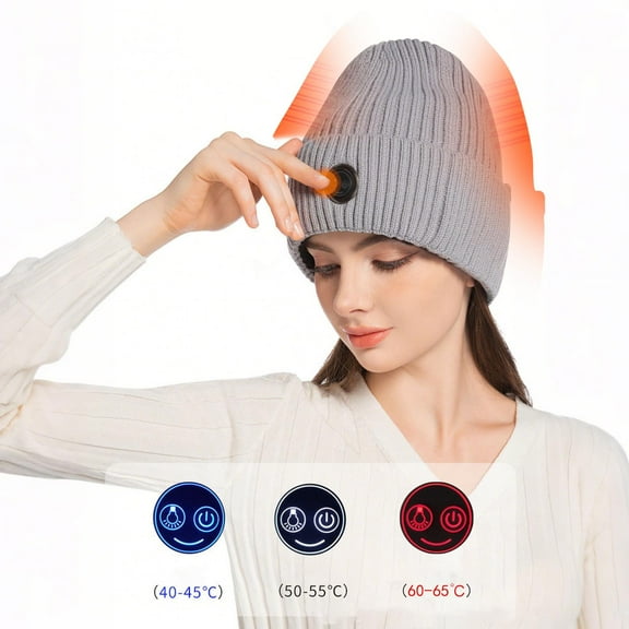 FAHXNVB Fleece Lined LED Beanie for Men Women Built in Rechargeable Winter Warm Knitted Headlamp Caps Beanie Hats Gift for Men and Women
