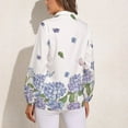 thumbnail image 2 of Hydrangea Purple Floral Long Sleeve Blouse Woman Streetwear Casual Shirts Summer Oversize Woman Streetwear Clothing Birthday Present, 2 of 7