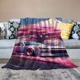Creowell Fantasy Car Pink Smoke Print Flannel Throw Blanket Lightweight
