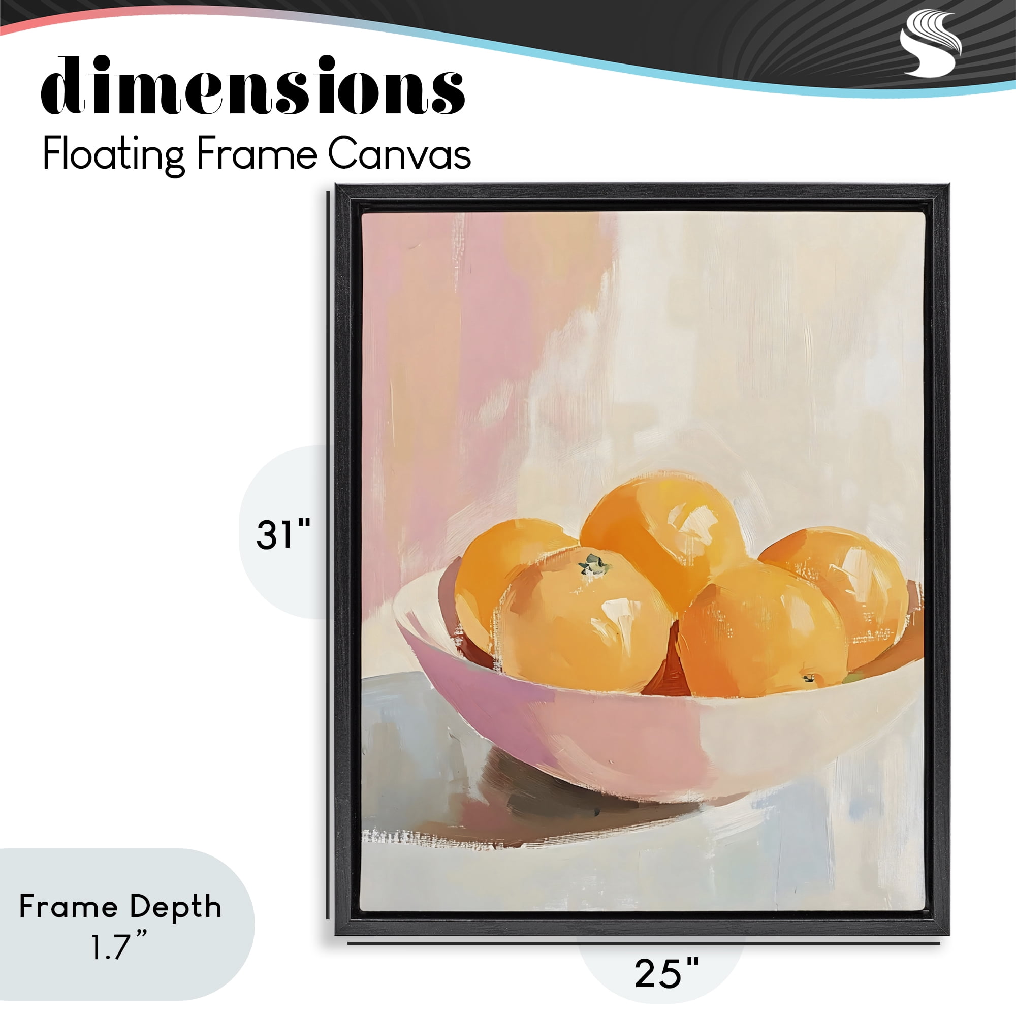 Stupell Industries Pastel Bowl of Oranges Black Framed Floater Canvas Wall Art, design by The Prints Vibe