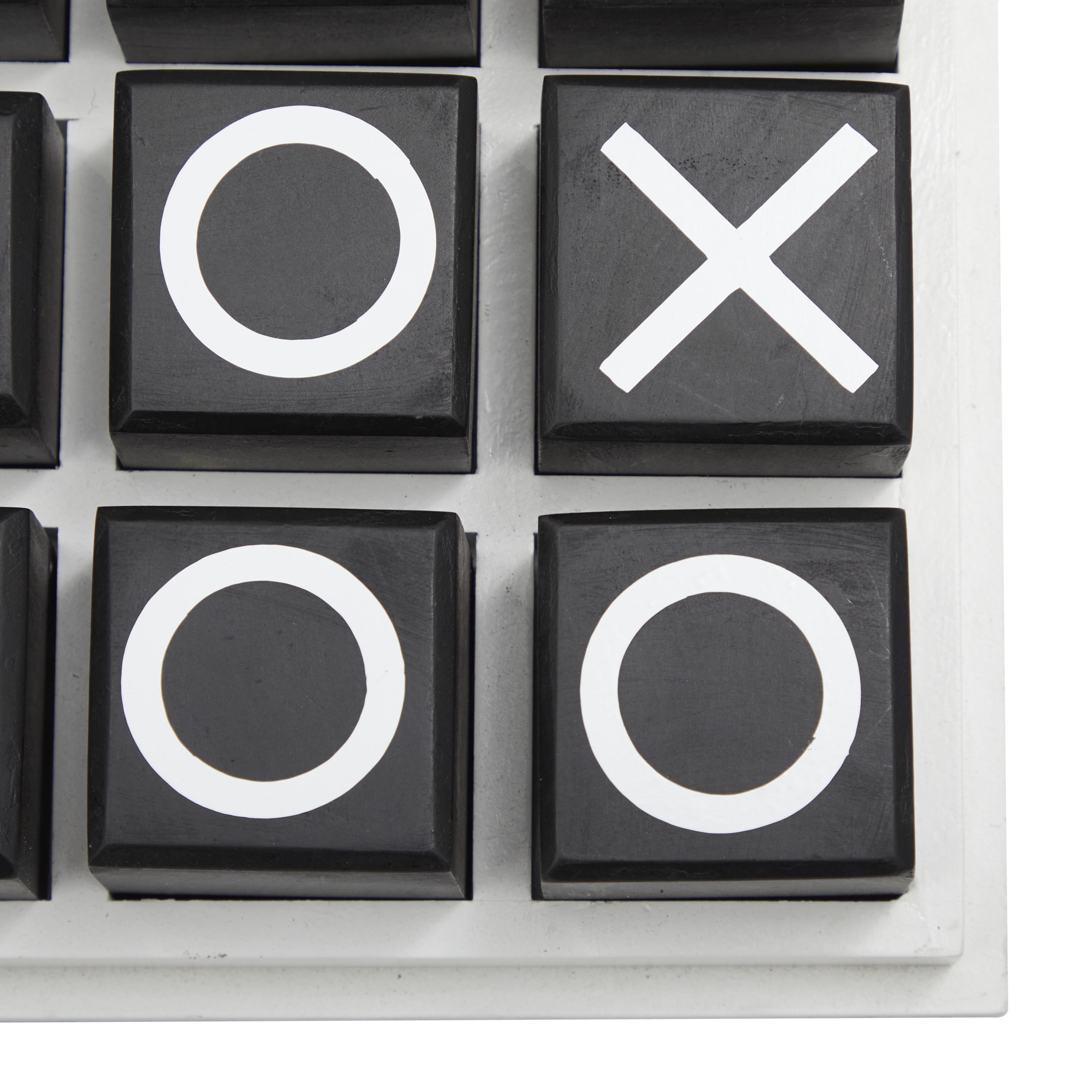 DecMode 9" x 3" Black Wooden Tic Tac Toe Game Set, 1-Piece