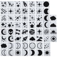 thumbnail image 1 of Plantillas de pintura de estrellas, luna y nubes de 3x3 pulgadas, paquete de 60 plantillas reutilizables, blanco, 1 of 7