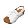 thumbnail image 2 of Ladies Daily Walking Open Toe Sandals, Slip On Low Platform Cushioned Footwear Spring Summer Casual Shoes White 6, 2 of 7