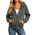 thumbnail image 6 of Womens Solid Color Zip Up Hoodies Long Sleeve Casual Hooded Sweatshirt with Pockets Fall Winter Warm Jackets Clothes, 6 of 7