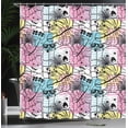 thumbnail image 3 of Ambesonne Tropical Emoji Shower Curtain, Pop Art Funny Faces, 69"Wx70"L, Soft Pink Blue White, 3 of 4