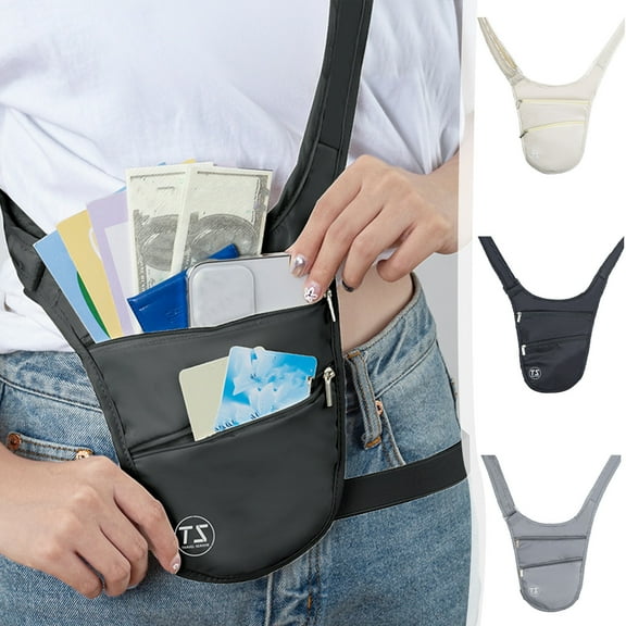 OEFNTAC Travel Waist Pack Sports Casual Canvas Invisible Anti-Theft Multifunctional Organizer Water Resistant Secure Compartment For Men Women 7.87x4.72in