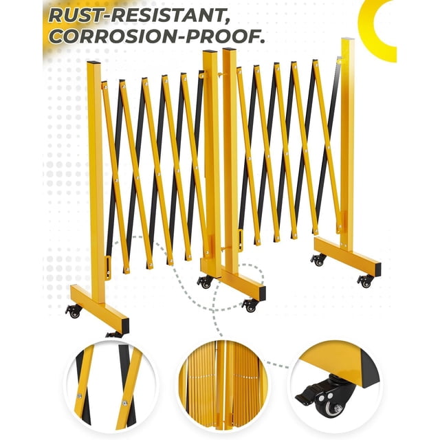 EDTara Barrière Rétractable, Clôture de Sécurité Mobile Réglable à 270 Degrés sur 6 Roues pour la Circulation, les Événements et l'Accès au Garage