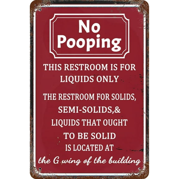 No Pooping Sign Vintage Bathroom Decor Metal Tin Signs Funny Office Work Coworker Bathroom Restroom Toilet Coffee Potty Humor Retro Wall Decor 8x12 Inch, Beige