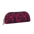 thumbnail image 3 of Leather Semi-Circular Storage Bag 7.5×2.6×1.4in Single Pocket Design Semi-Circular Shape Can Be Used As A Storage Pen Makeup Bag Darkmagenta Geometric Patterns_2, 3 of 7