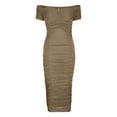 thumbnail image 4 of IROINNID Wedding Guest Dresses for Women Semi Formal Evening Night Casual Homecoming Dress Spring Summer Sleeveless Off-The-Shoulder Knee-High Dress Elegant Bodycon Dress,Khaki, 4 of 6