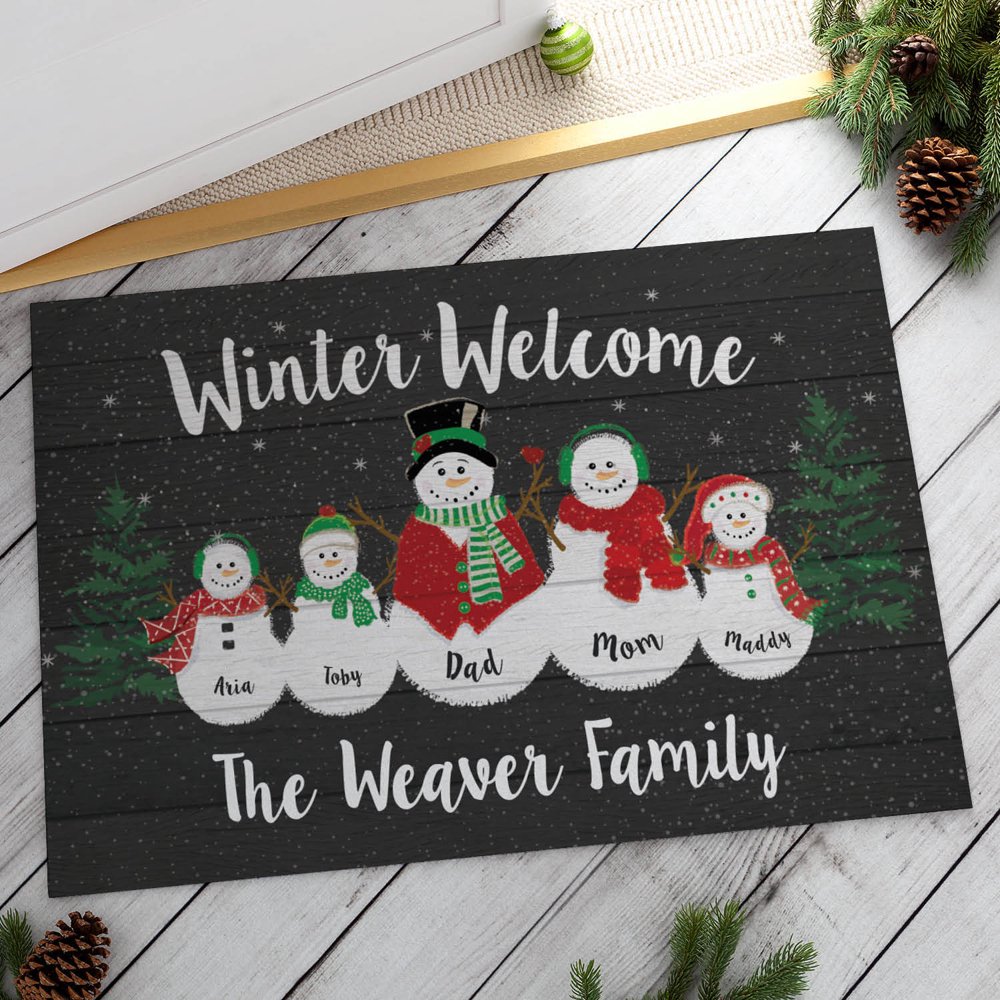 Personalized Doormat Winter Family