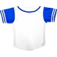 thumbnail image 2 of DIGITMON Kids Baseball Jersey Button Down Premium Two-Striped Sleeve T Shirts Uniform White Royal for 14y Teenagers, 2 of 4