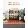 thumbnail image 3 of VEVOR 2 Tier Coffee Bar Organizer for Countertop with 12 Movable Hooks Mug Holder, 3 of 9