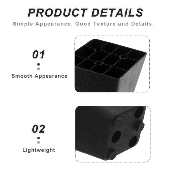 LOLIPPYY 4-Pack Heavy Duty Black Plastic Sofa Legs Replacement Furniture Feet Nonskid Couch Support