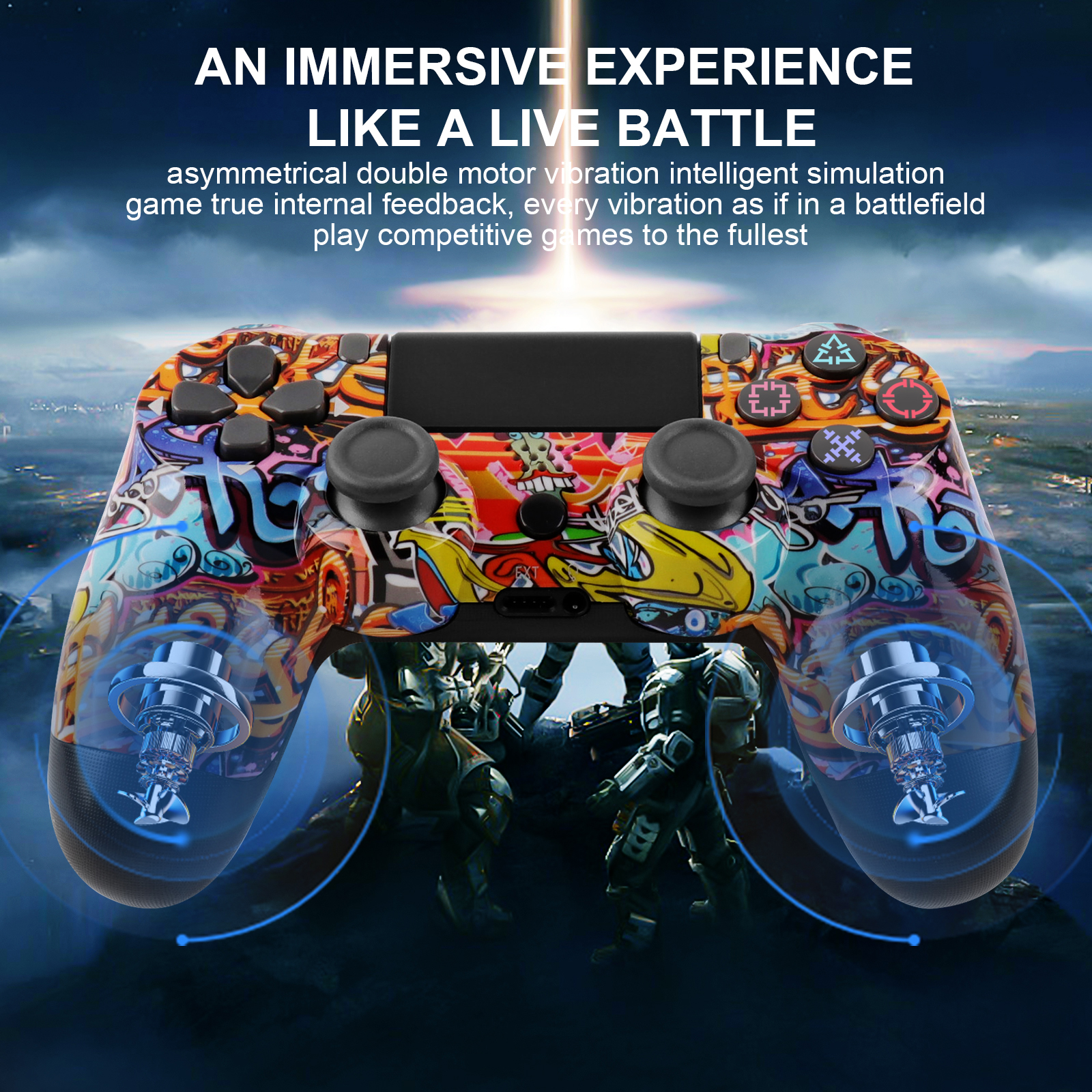 Wireless Controller for PS4, Remote Control Compatible with Playstation 4/PS4 Slim/PS4 Pro/PC (Graffiti)
