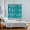 thumbnail image 5 of Curtains 63 Inch Length 2 Panels, Teal Morocco Grommets Window Treatment Curtain, Geometric Leaf Diamond Lattice Abstract Thermal Curtains Drapes for Living Room/Bathroom, 5 of 9