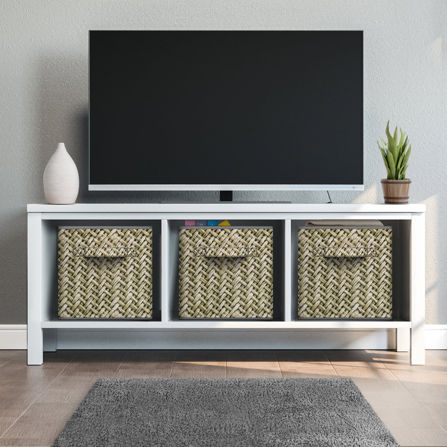 Sorbus 11" Foldable Fabric Storage Cube Bin, Woven Gray (2 pack)