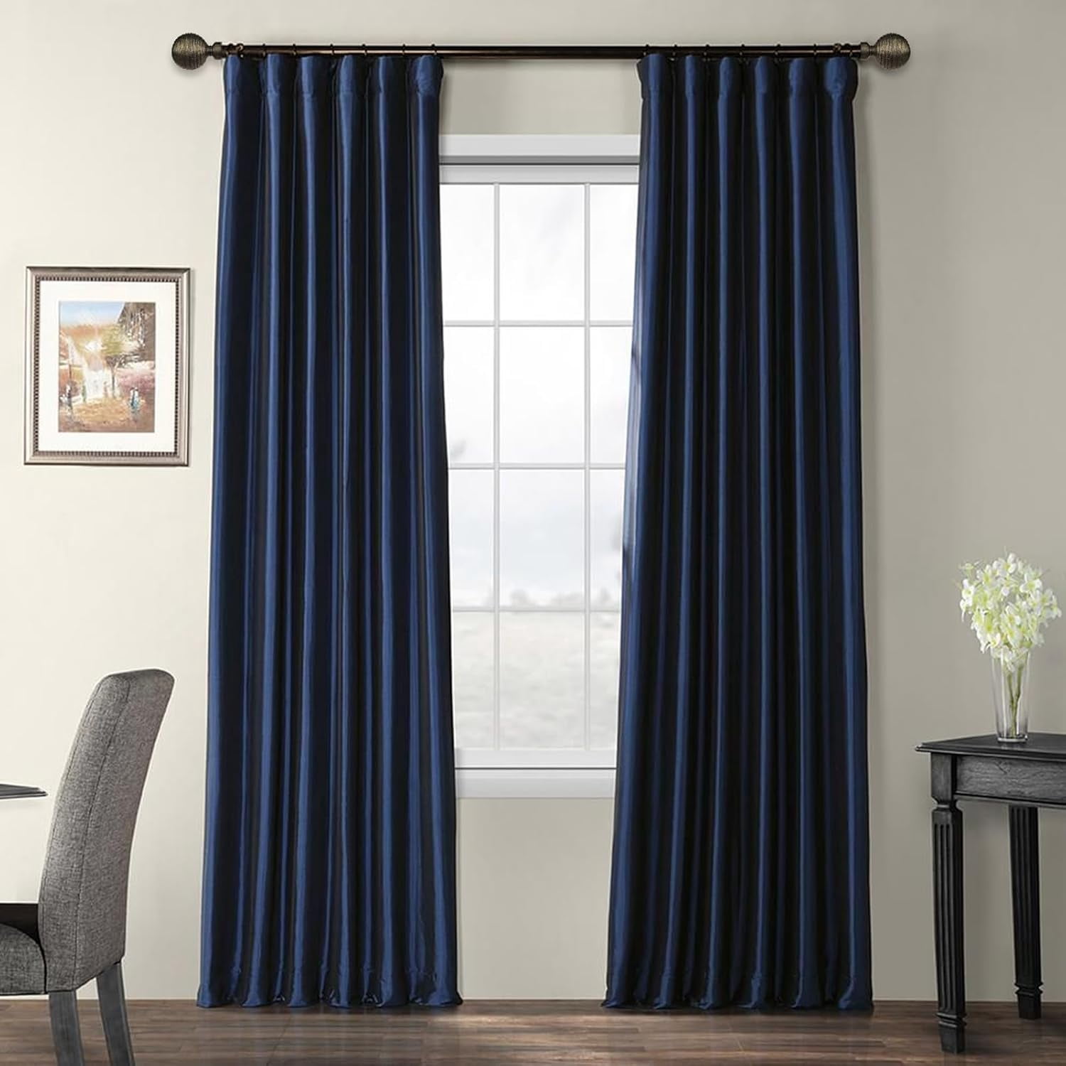 Urbanest Adjustable Single Curtain Rod Set Bronze With Gold Favo Finials – 1 - Inch Diameter, With Bronze Rod, 28–48 Inches