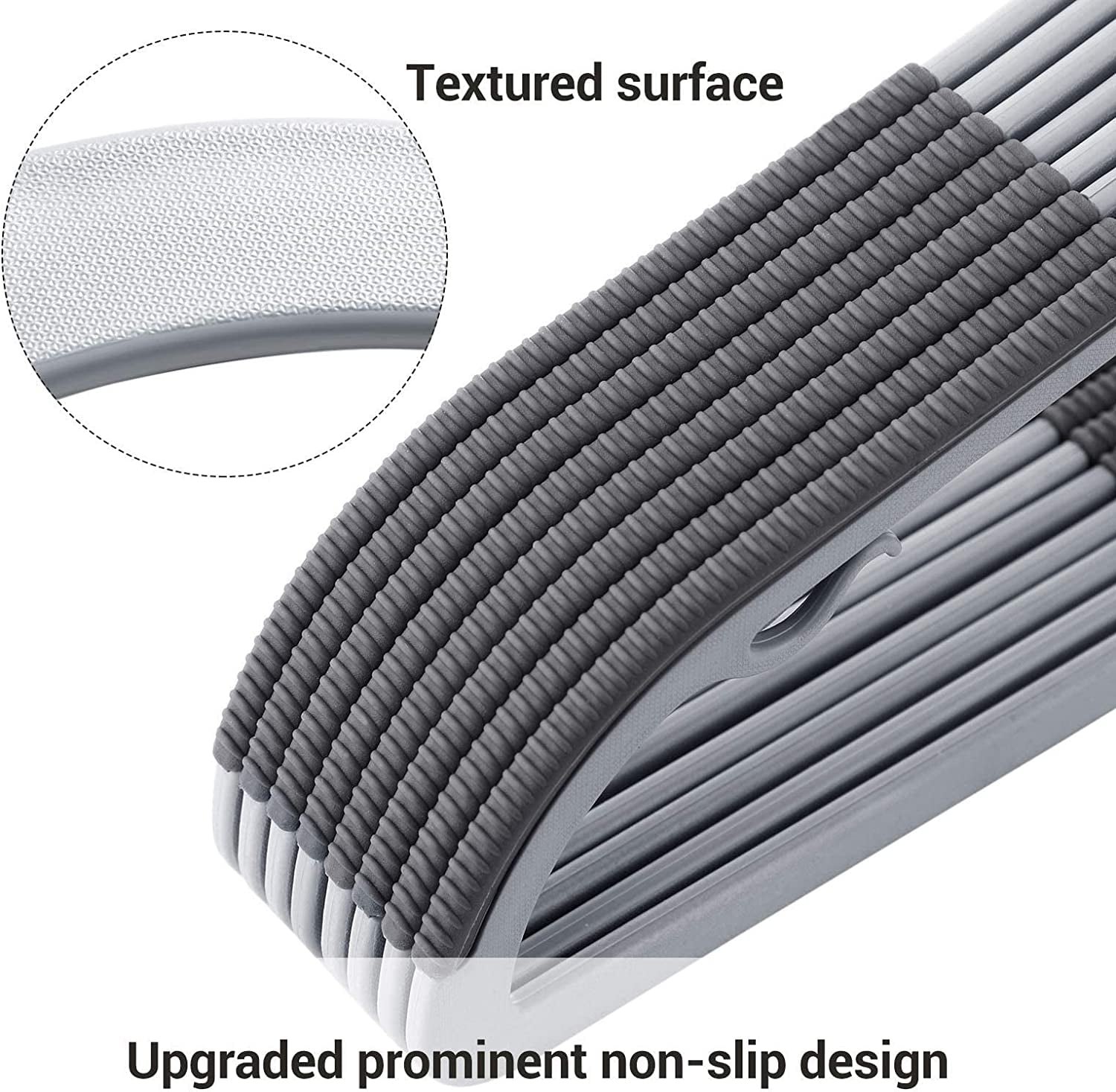 50 Pack Coat Hangers Heavy-Duty 360° Swivel Hook Plastic Hangers with Non-Slip Design Space-Saving Light and Dark Gray