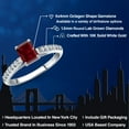 thumbnail image 2 of Gem Stone King 10K White Gold Red Garnet and Lab Grown Diamond Engagement Ring for Women | 0.98 Cttw | Emerald Cut 6X4MM | Gemstone January Birthstone | Size 7, 2 of 6