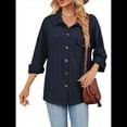 thumbnail image 2 of Blusas Informales de Larga Extragrandes con Botones y Cuello Halter para Mujer Azul Marino XXL, 2 of 10