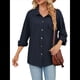 thumbnail image 2 of Blusas Informales de Larga Extragrandes con Botones y Cuello Halter para Mujer Azul Marino XXL, 2 of 10