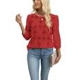 thumbnail image 4 of WIHOLL Blouses for Women Lace Tops Dressy 3/4 Length Sleeve Business Casual Outfits Vacation Spring Summer Clothes, 4 of 11